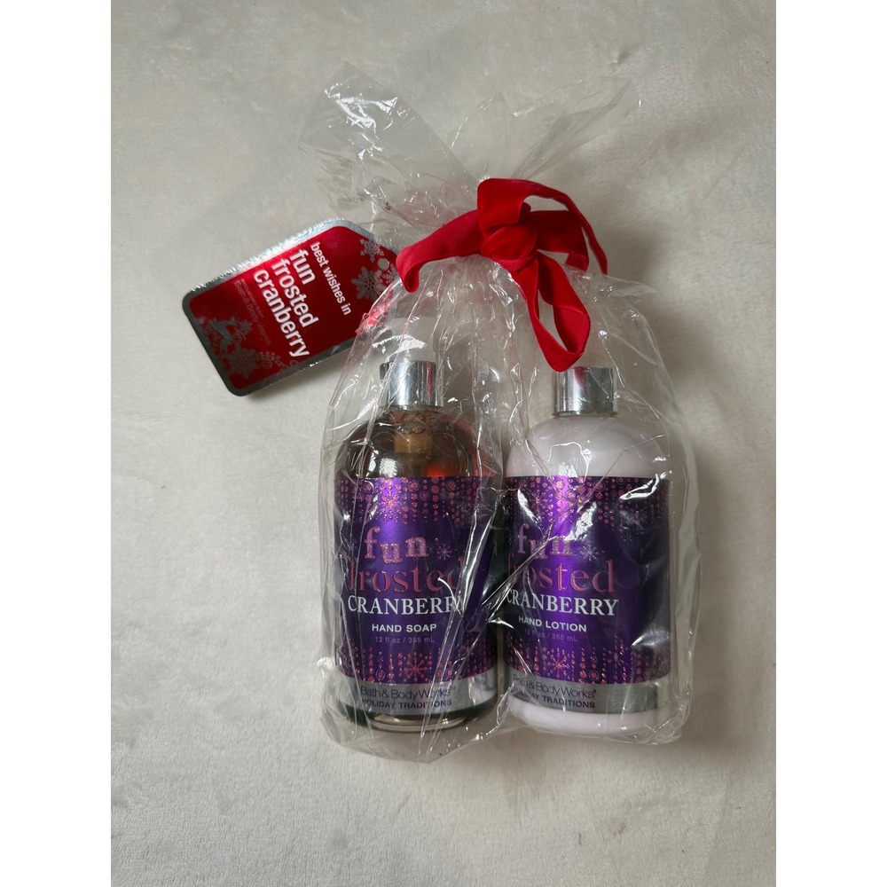 Bath and Body Works Rare Frosted Cranberry Hand Soap and Lotion Gift Set  New